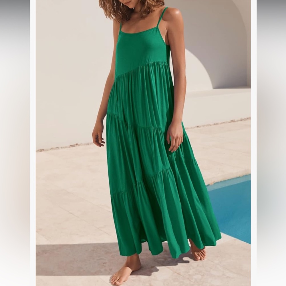 ANRABESS Women Summer Casual Sundress Spaghetti Strap Linen Maxi Dress ☀️